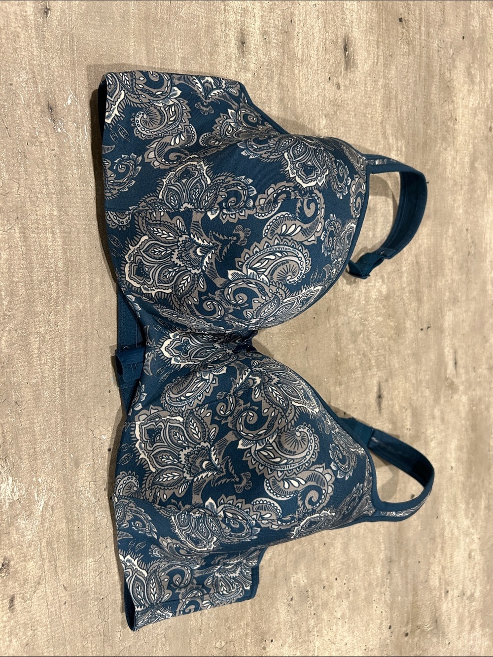 Cacique Teal and White Paisley Molded Bra size 44DD